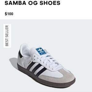 Adidas SAMBA OG Cloud White / Core Black / Gum Leather Sneakers US 6.5 EUC $100